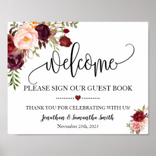Póster Letrero de bienvenida nuestro libro de invitados b