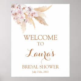 Póster Letrero de bienvenida nupcial boho chic de hierba 
