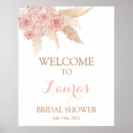 Póster Letrero de bienvenida nupcial boho chic de hierba
