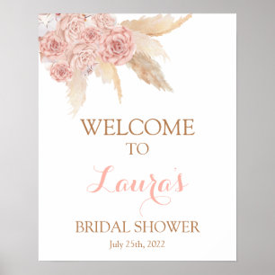 Póster Letrero de bienvenida nupcial boho chic de hierba 