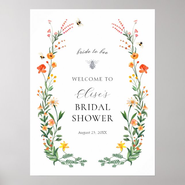 Póster Letrero de bienvenida nupcial para jardín de flore (Frente)