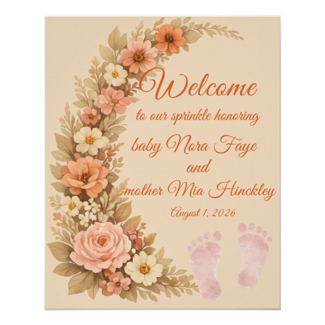 Póster Letrero de Bienvenida para Baby Shower (Anverso)