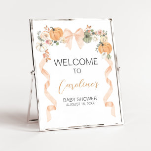Póster Letrero de Bienvenida para Baby Shower Calabaza co