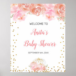 Póster Letrero de bienvenida para Baby Shower con calabaz