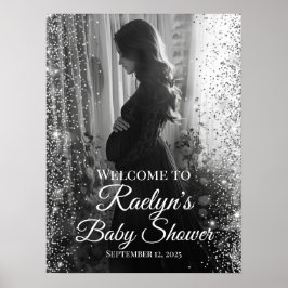 Póster Letrero de bienvenida para baby shower con foto