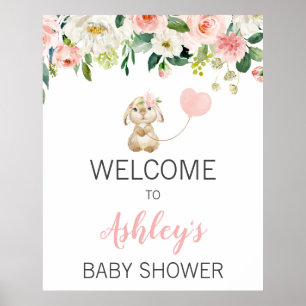 Póster Letrero de bienvenida para baby shower con globo c