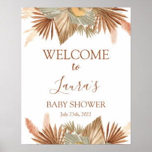 Póster Letrero de bienvenida para baby shower con hierba 