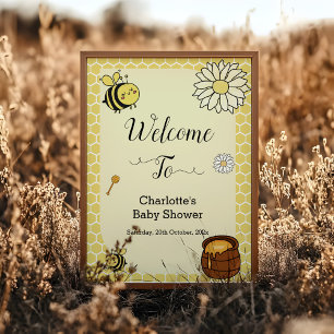 Póster Letrero de bienvenida para baby shower de abejas l