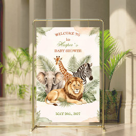 Póster Letrero de bienvenida para baby shower de animales