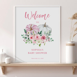 Póster Letrero de Bienvenida para Baby Shower de Calabaci