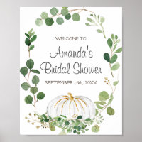 Letrero de bienvenida para baby shower de calabaza