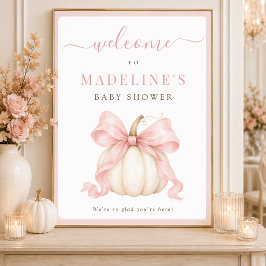 Póster Letrero de bienvenida para baby shower de calabaza