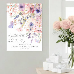 Póster Letrero de Bienvenida para Baby Shower de Flor Sil