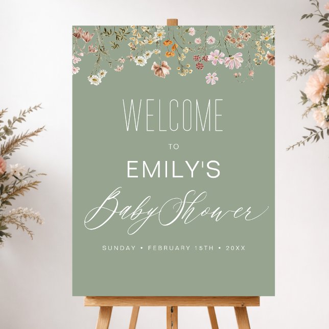 Póster Letrero de Bienvenida para Baby Shower de Flores S (Subido por el creador)