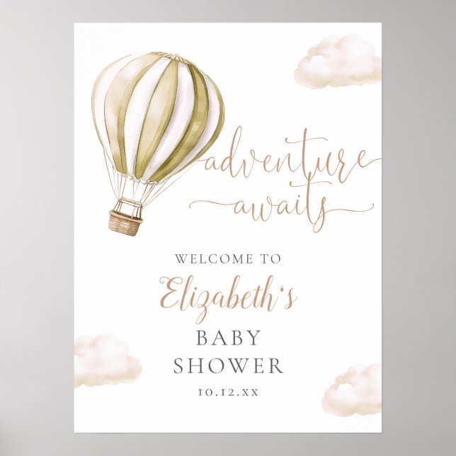 Póster Letrero de bienvenida para baby shower de globo ae (Frente)