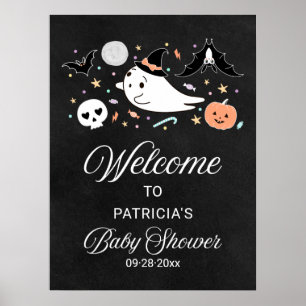 Póster Letrero de Bienvenida para Baby Shower de Hallowee