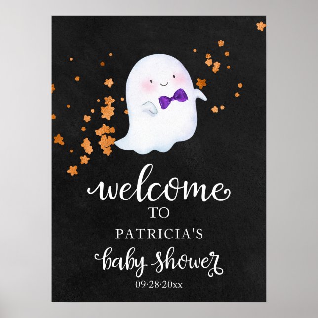 Póster Letrero de Bienvenida para Baby Shower de Hallowee (Frente)