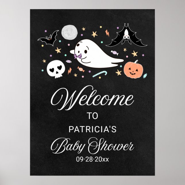 Póster Letrero de Bienvenida para Baby Shower de Hallowee (Frente)