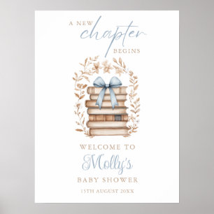 Póster Letrero de bienvenida para baby shower de lazo azu