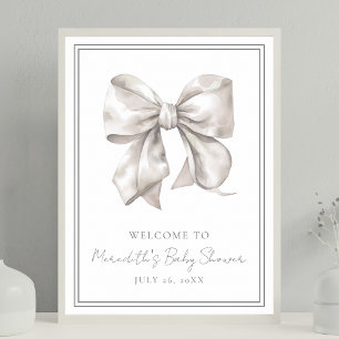 Póster Letrero de Bienvenida para Baby Shower de Lazo Bla