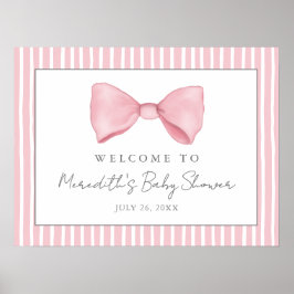 Póster Letrero de Bienvenida para Baby Shower de lazo ros