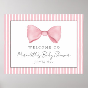 Póster Letrero de Bienvenida para Baby Shower de lazo ros
