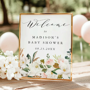 Póster Letrero de Bienvenida para Baby Shower de Magnolia