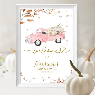 Póster Letrero de bienvenida para baby shower de niña con