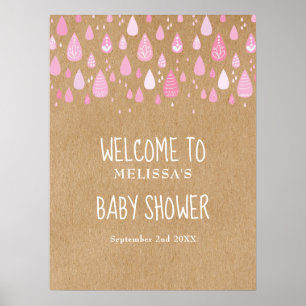Póster Letrero de bienvenida para baby shower de niña con