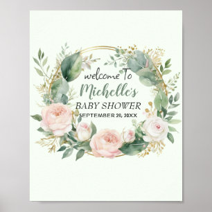 Póster Letrero de bienvenida para baby shower de niña con