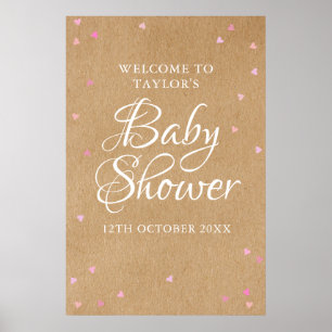 Póster Letrero de Bienvenida para Baby Shower de Niña Cor