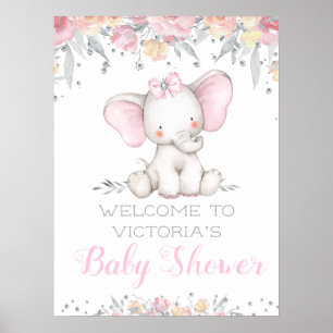 Póster Letrero de bienvenida para baby shower de niña ele