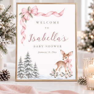 Póster Letrero de Bienvenida para Baby Shower de Niña Oh