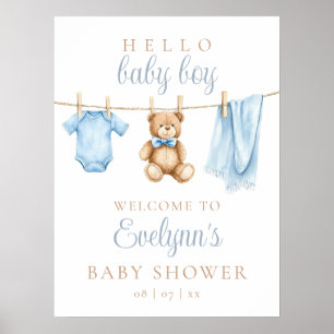 Póster Letrero de Bienvenida para Baby Shower de Niño