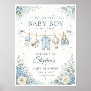 Póster Letrero de Bienvenida para Baby Shower de Niño con