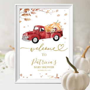Póster Letrero de Bienvenida para Baby Shower de Otoño co