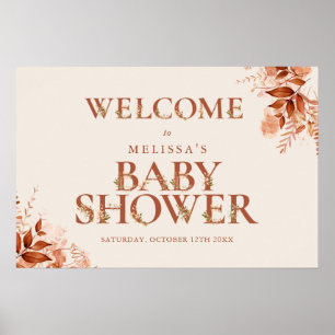 Póster Letrero de Bienvenida para Baby Shower de Otoño co