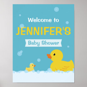 Póster Letrero de bienvenida para baby shower de patito d
