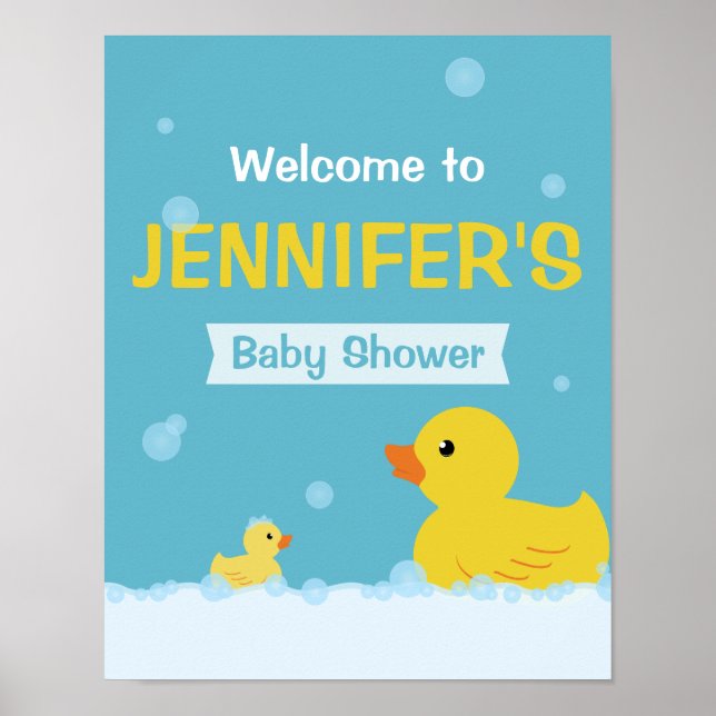 Póster Letrero de bienvenida para baby shower de patito d (Frente)