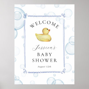 Póster Letrero de Bienvenida para Baby Shower de Patito d