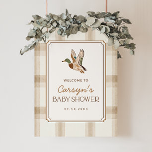 Póster Letrero de bienvenida para baby shower de pato sil