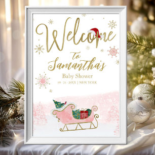 Póster Letrero de bienvenida para baby shower de Santa Ba