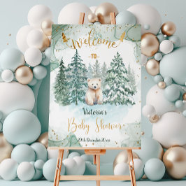Póster Letrero de bienvenida para baby shower del oso bla