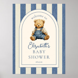 Póster Letrero de Bienvenida para Baby Shower del Oso de 