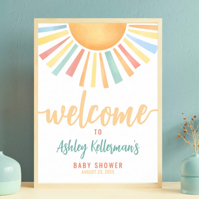 Póster Letrero de Bienvenida para Baby Shower del Sol Sol (Sun Sunshine Baby Shower Welcome Sign)