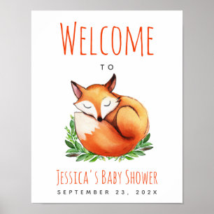 Póster Letrero de Bienvenida para Baby Shower del Zorro D