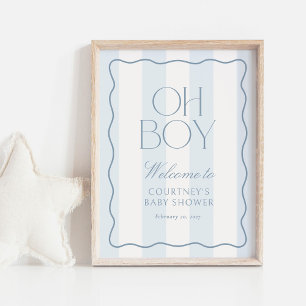 Póster Letrero de bienvenida para baby shower Dusty Blue