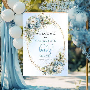 Póster Letrero de bienvenida para baby shower Dusty Blue 