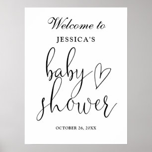 Póster Letrero de bienvenida para baby shower elegante en