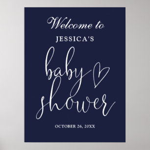 Póster Letrero de Bienvenida para Baby Shower en Azul Mar